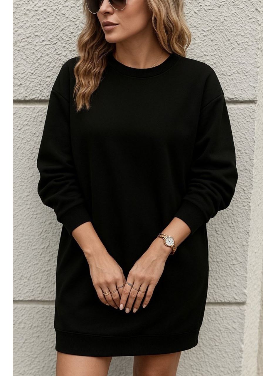 Kadın Uzun Kollu Bisiklet Yaka Iki Iplik Elbise