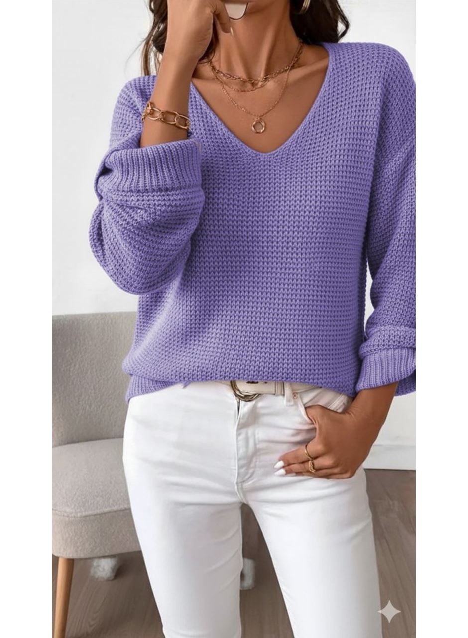 Kadın Uzun Kollu V Yakalı Düğmeli Triko Bluz