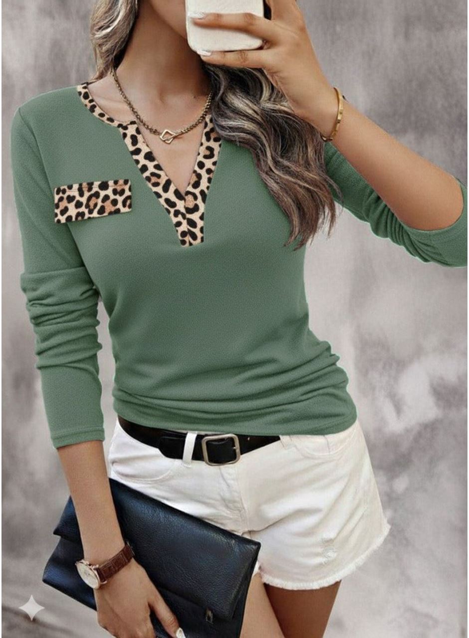 Kadın Uzun Kollu V Yakalı Kaşkorse Bluz