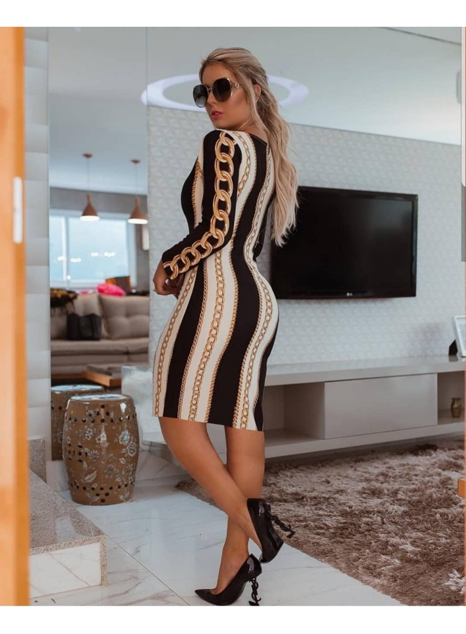 Kadın Uzun Kollu Bisiklet Yaka Scuba Midi Boy Elbise