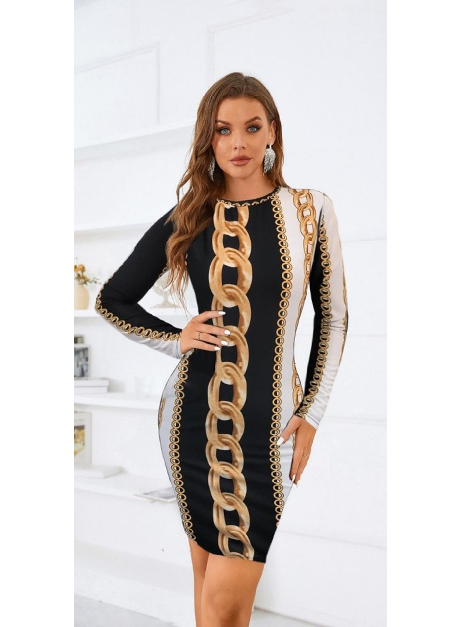 Kadın Uzun Kollu Bisiklet Yaka Scuba Midi Boy Elbise