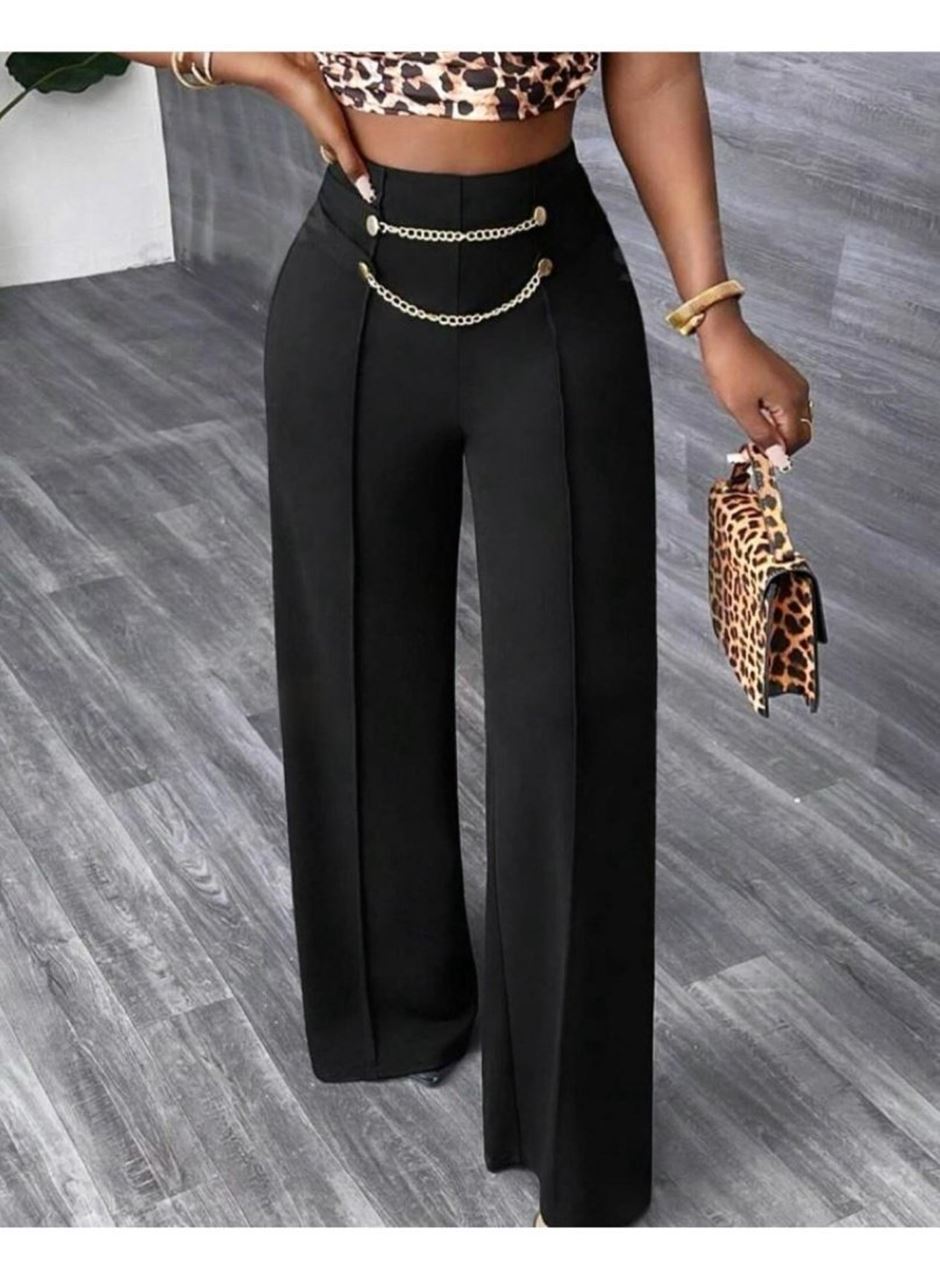 Kadın Beli Zincir Detay Ithal Krep Pantolon