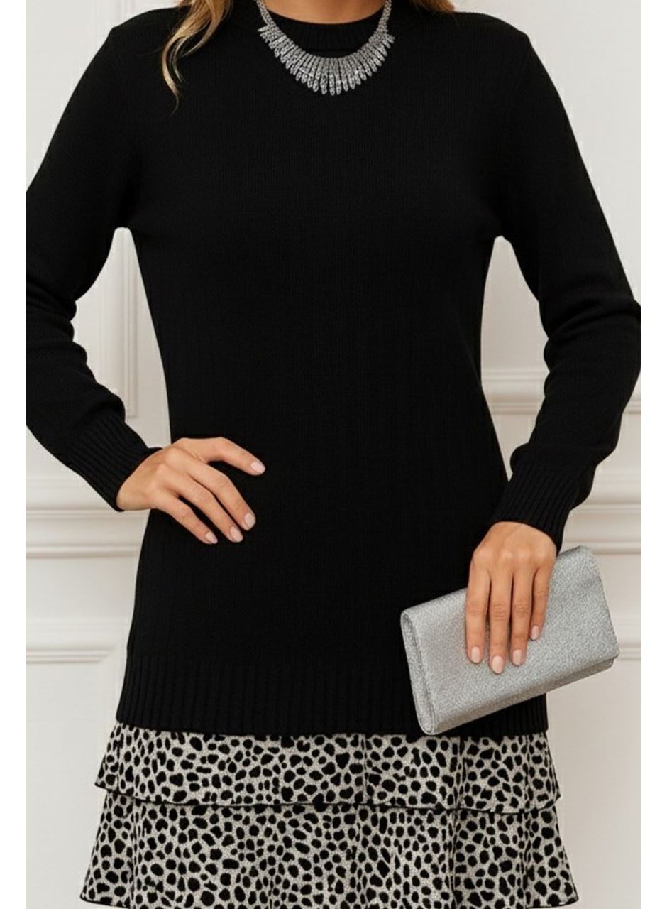 Kadın Uzun Kollu üst şardonlu Kaşkorse Alt Süprem Desenli Elbise