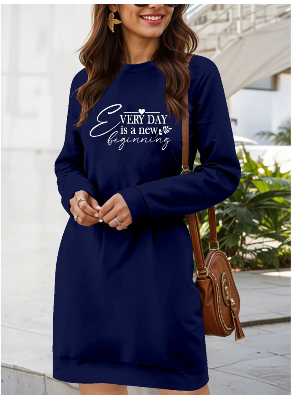 Kadın Uzun Kollu Bisiklet Yaka Kısa Viskon Iki Iplik Elbise