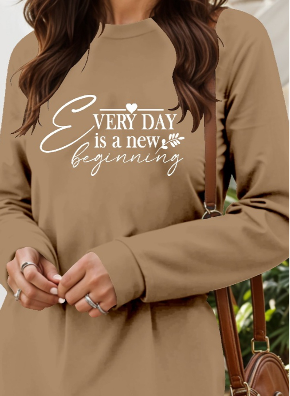 Kadın Uzun Kollu Bisiklet Yaka Kısa Viskon Iki Iplik Elbise