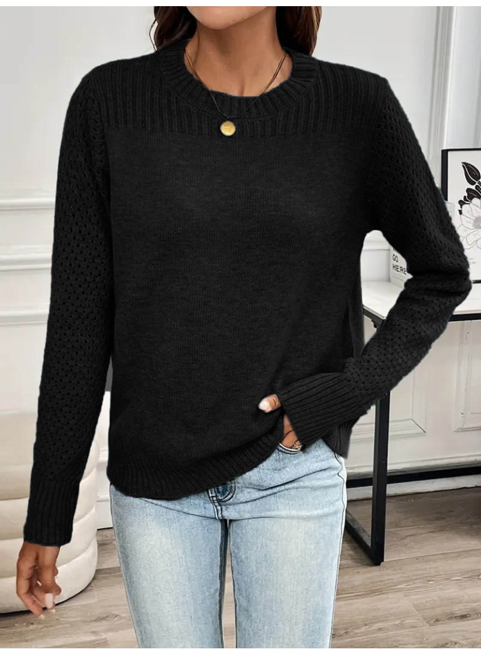 Kadın Uzun Kollu Bisiklet Yaka Triko Bluz