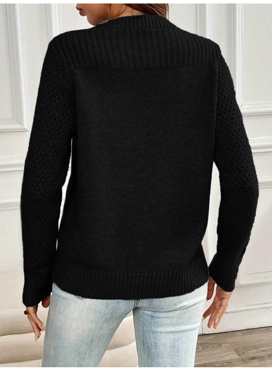 Kadın Uzun Kollu Bisiklet Yaka Triko Bluz