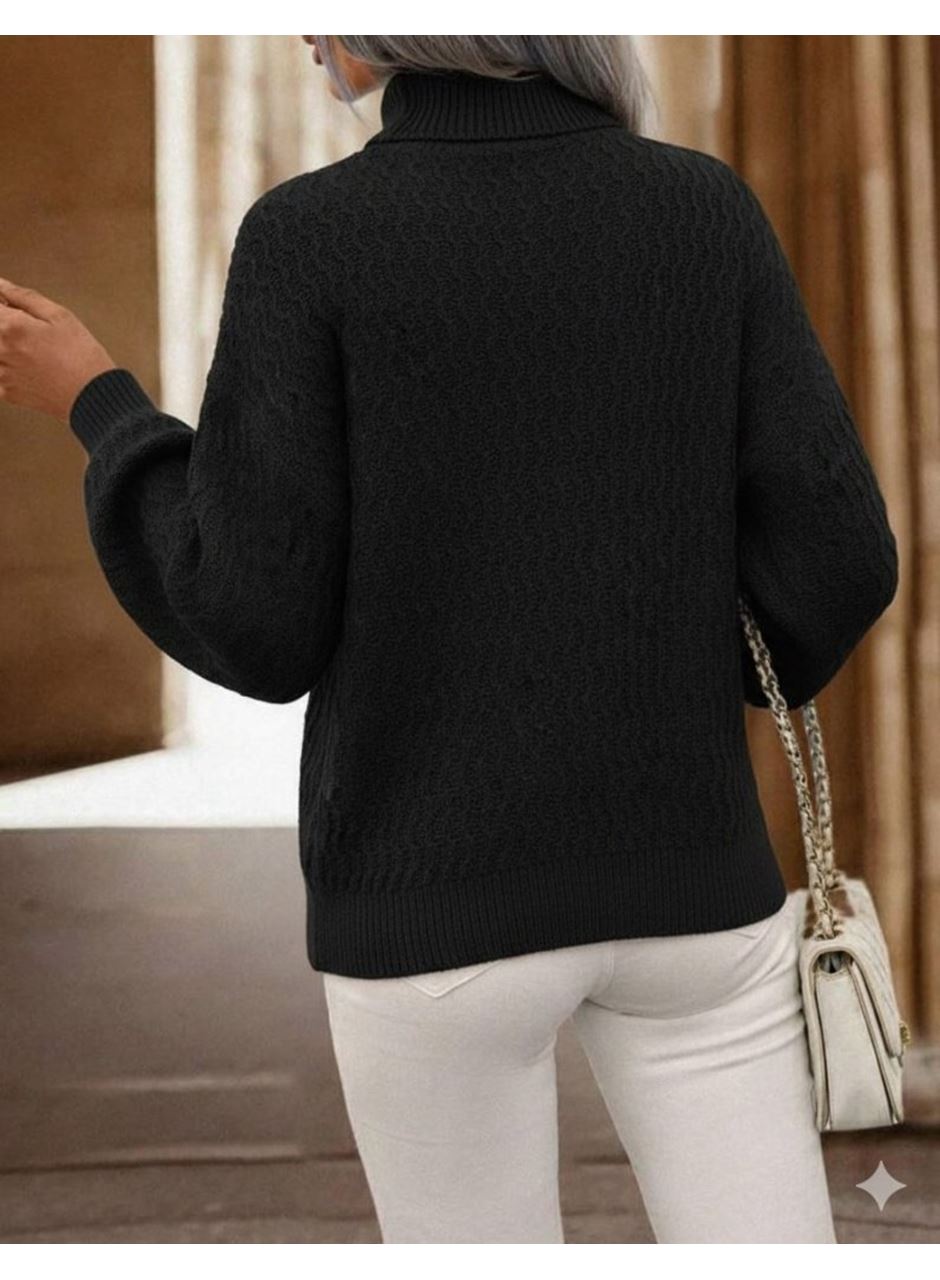 Kadın Uzun Kollu Balıkçı Yaka Triko Bluz