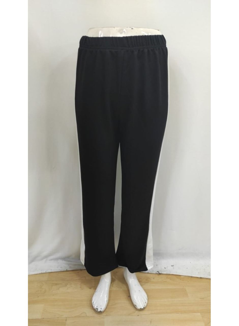 Kadın Yüksek Bel Yan şerit Detaylı Yırtmaçlı Viskon Iki Iplik Pantolon