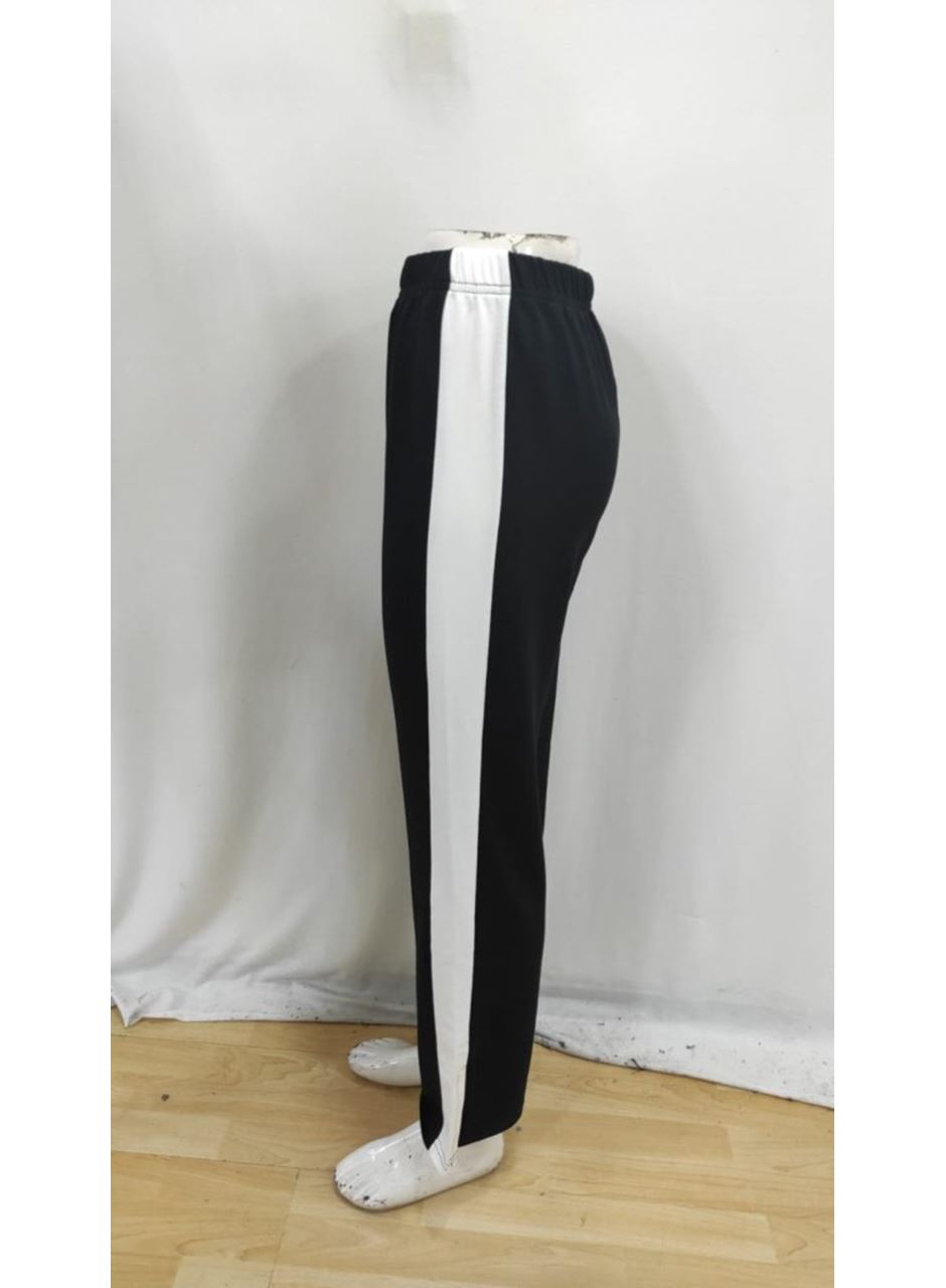 Kadın Yüksek Bel Yan şerit Detaylı Yırtmaçlı Viskon Iki Iplik Pantolon