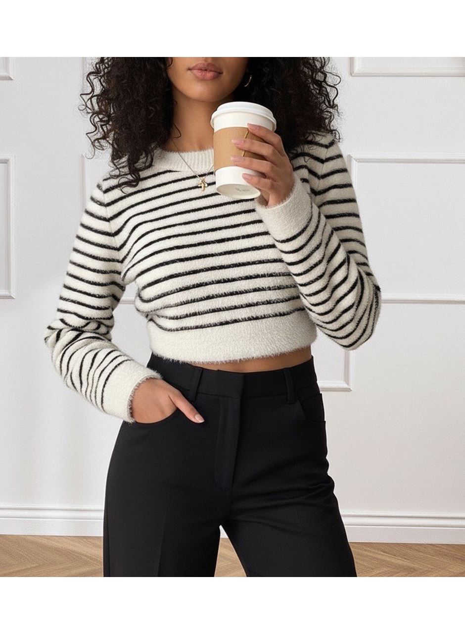 Kadın Uzun Kollu Balıkçı Yaka Crop Triko Bluz