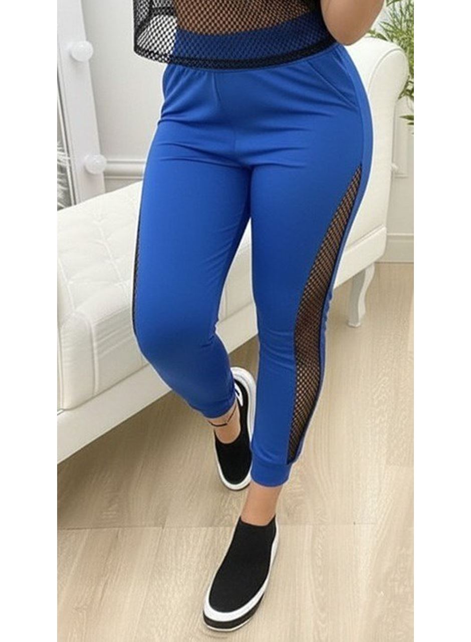 Kadın Yüksek Bel File Detaylı Dar Kesim Viskon Iki Iplik Pantolon