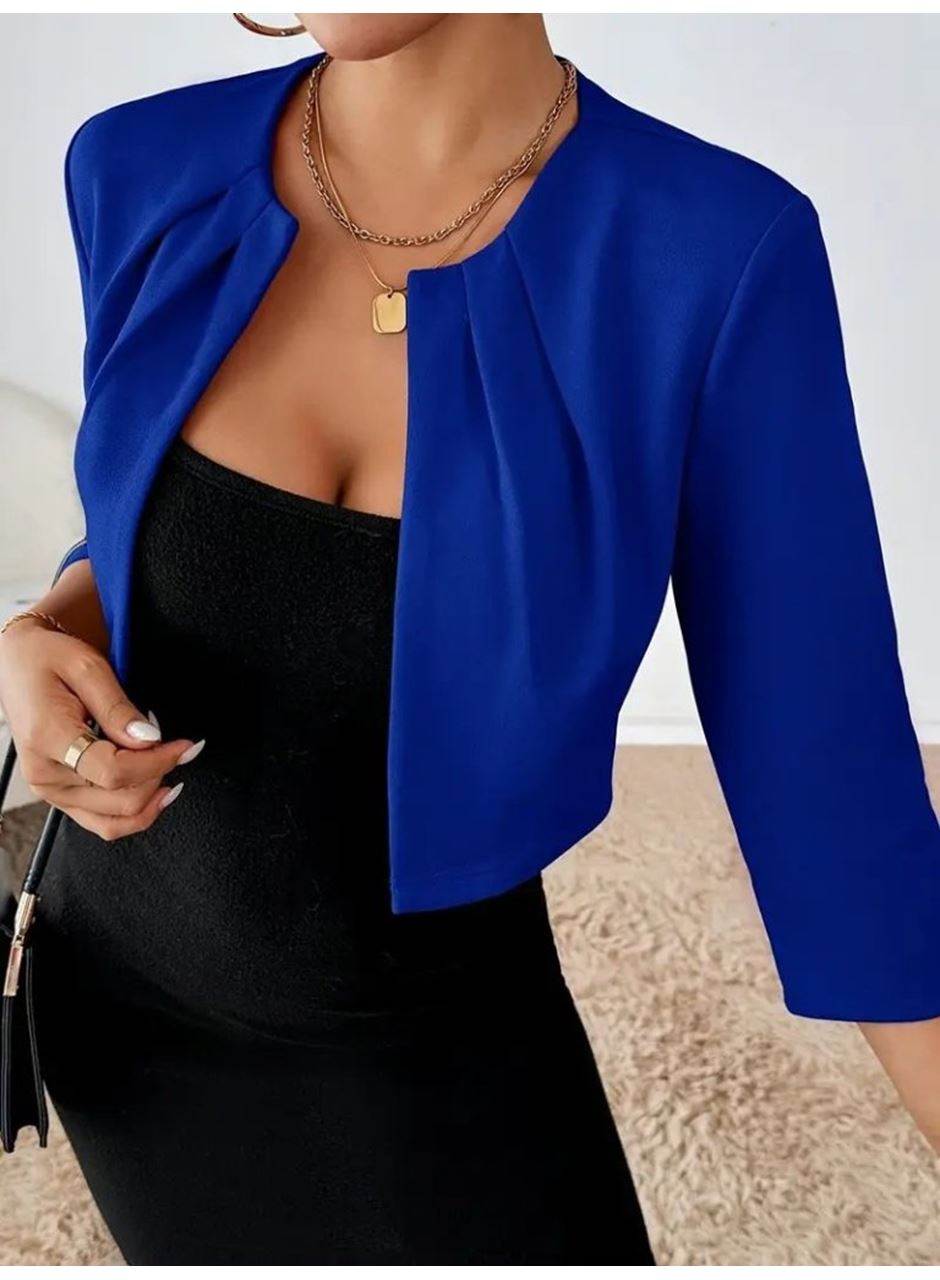 Kadın Truvakar Kol önü Açık Kısa Ithal Krep Ceket