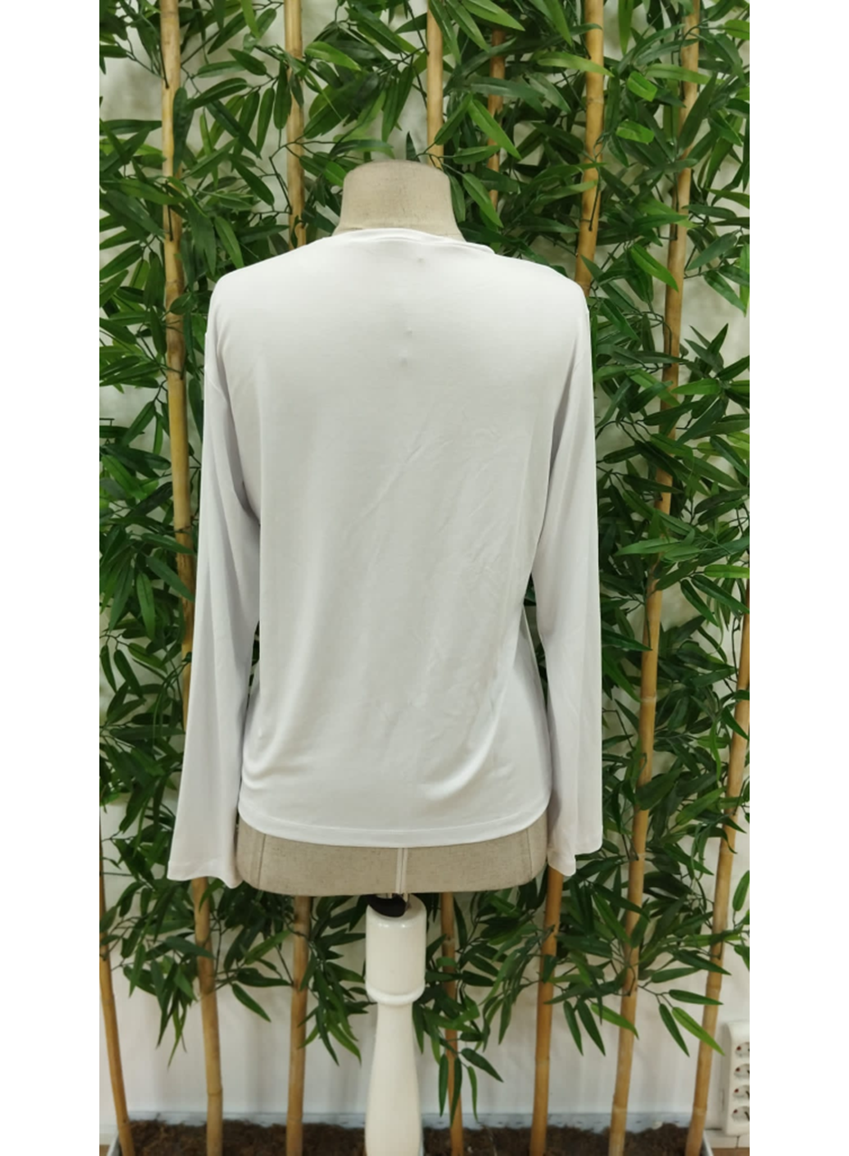 Kadın Uzun Kollu Bisiklet Yaka Ay Baskılı Viskon Bluz