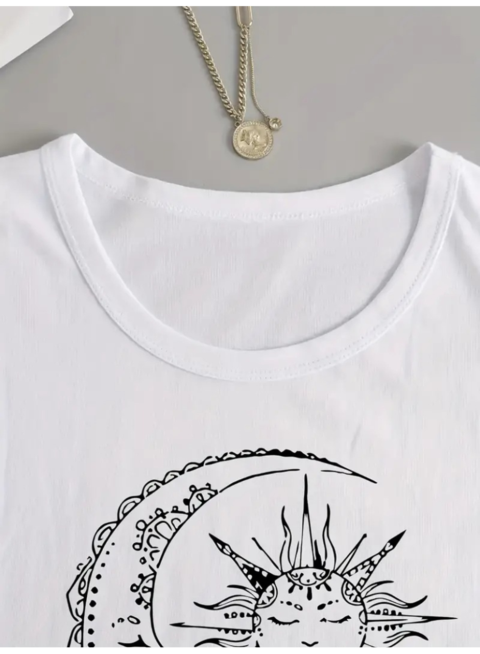 Kadın Uzun Kollu Bisiklet Yaka Ay Baskılı Viskon Bluz