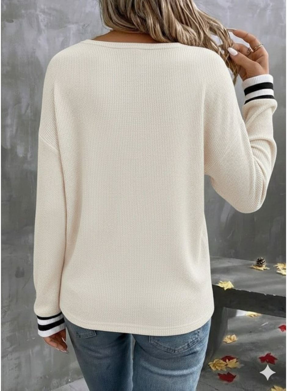 Kadın Uzun Kollu V Yakalı Waffle Bluz