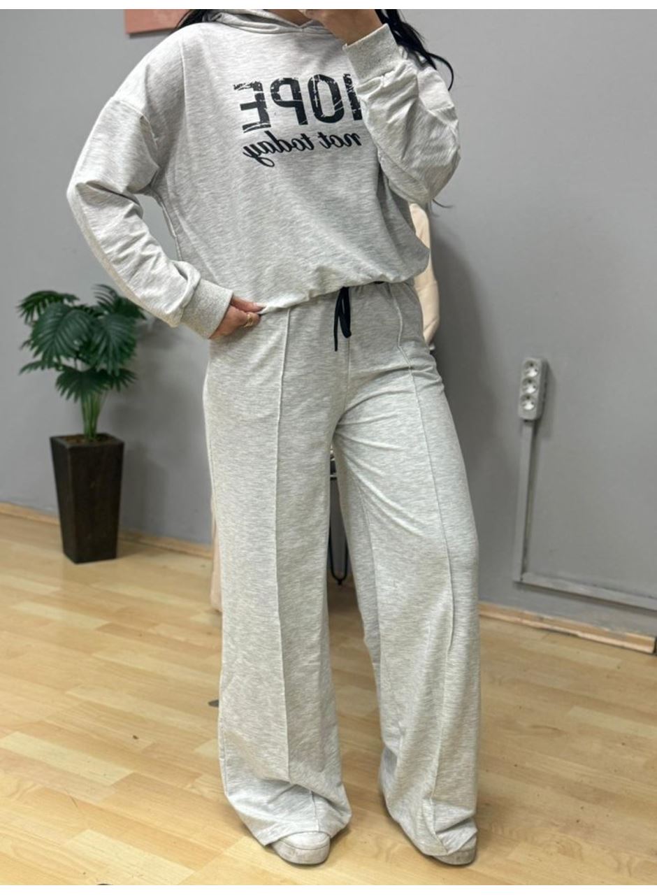 Kadın Uzun Kollu Nope Baskılı Beli Ribanalı Ikili Takım