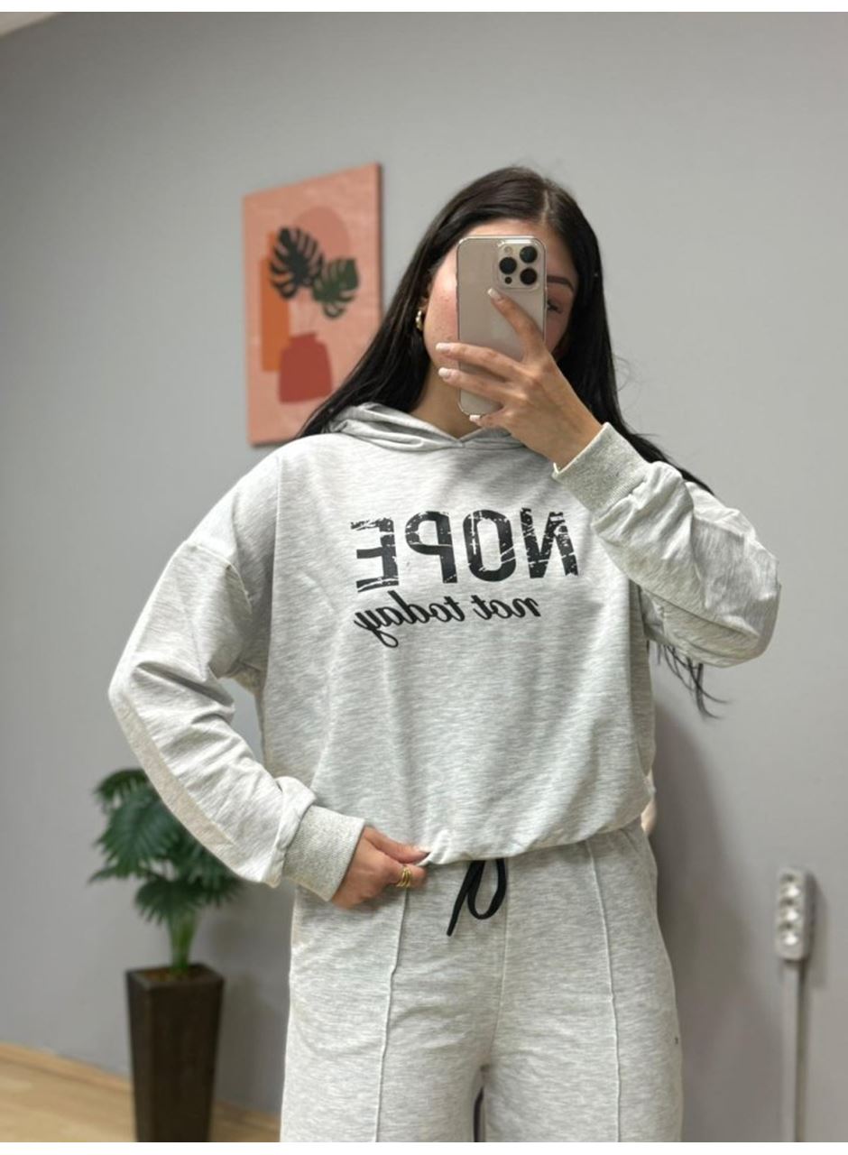 Kadın Uzun Kollu Nope Baskılı Beli Ribanalı Ikili Takım