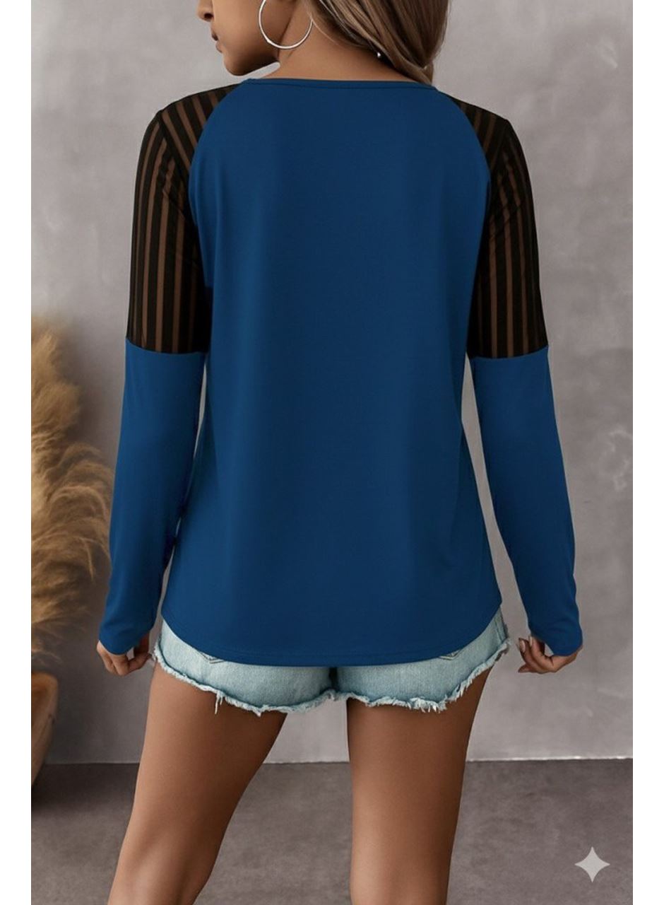 Kadın Uzun Kollu Yakadan Fermuarlı Viskon Bluz