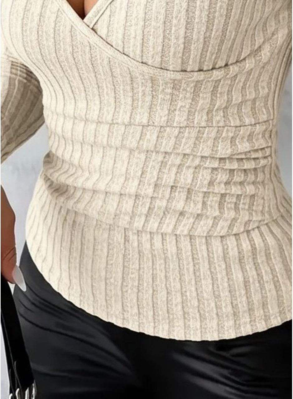 Kadın Uzun Kollu Kruvaze Yakalı Incili şardonlu Kaşkorse Bluz