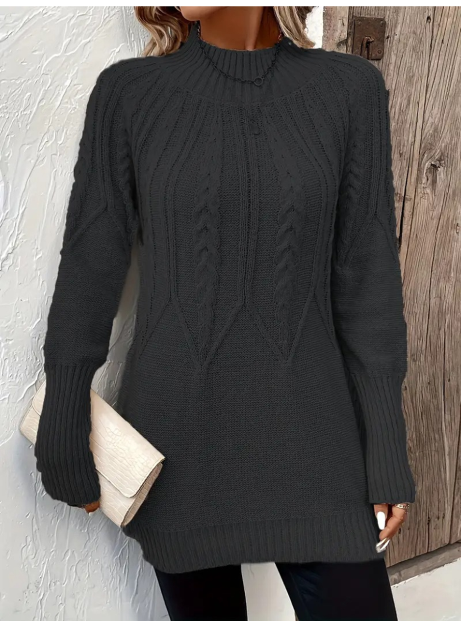 Kadın Uzun Kollu Yarı Balıkçı Yaka Triko Bluz