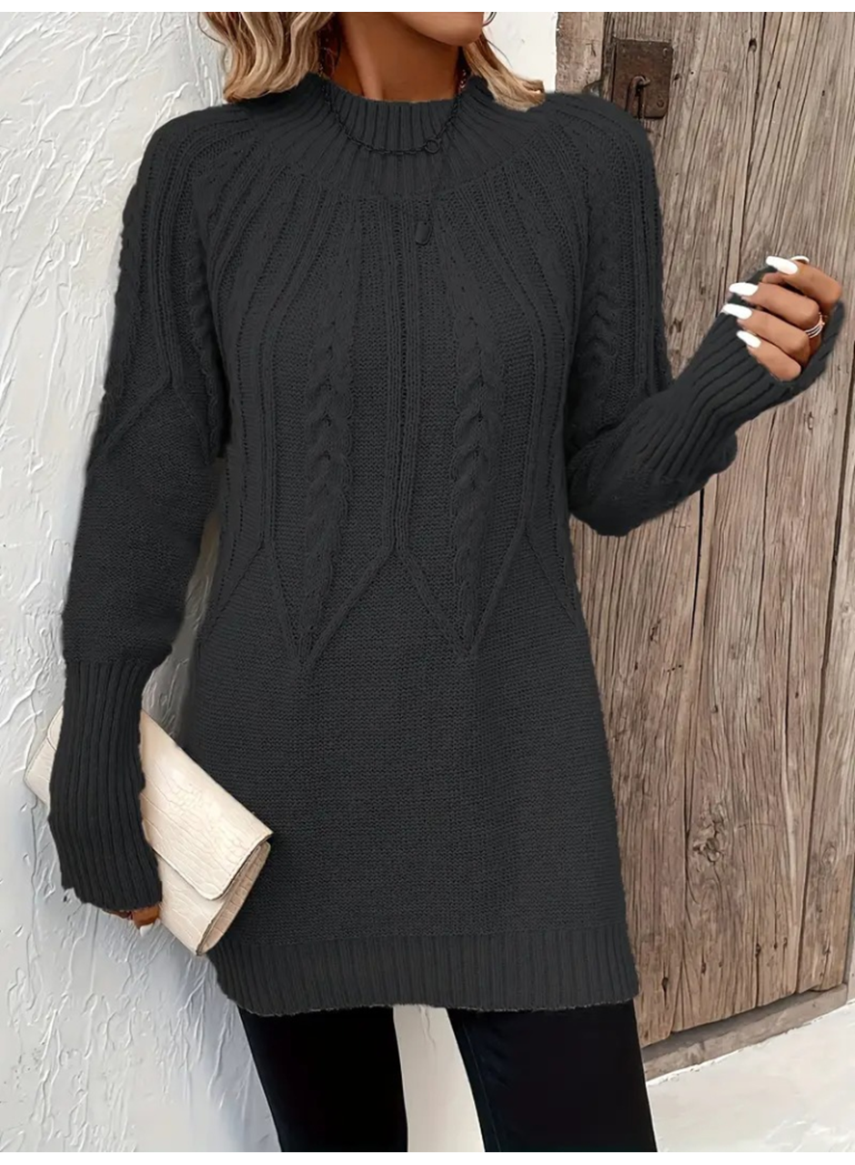 Kadın Uzun Kollu Yarı Balıkçı Yaka Triko Bluz