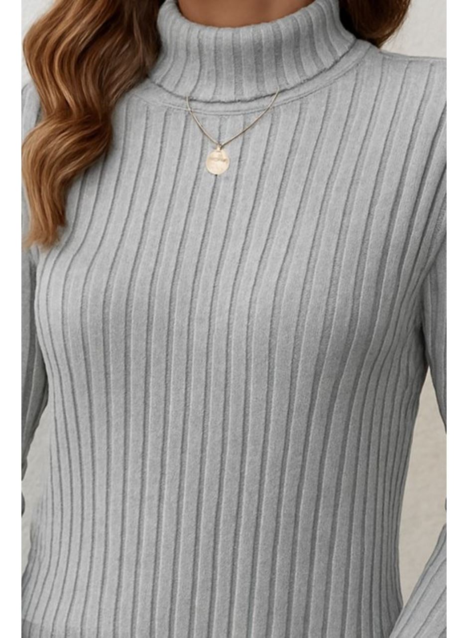 Kadın Uzun Kollu Balıkçı Yaka Yandan Yırtmaçlı şardonlu Kaşkorse Bluz