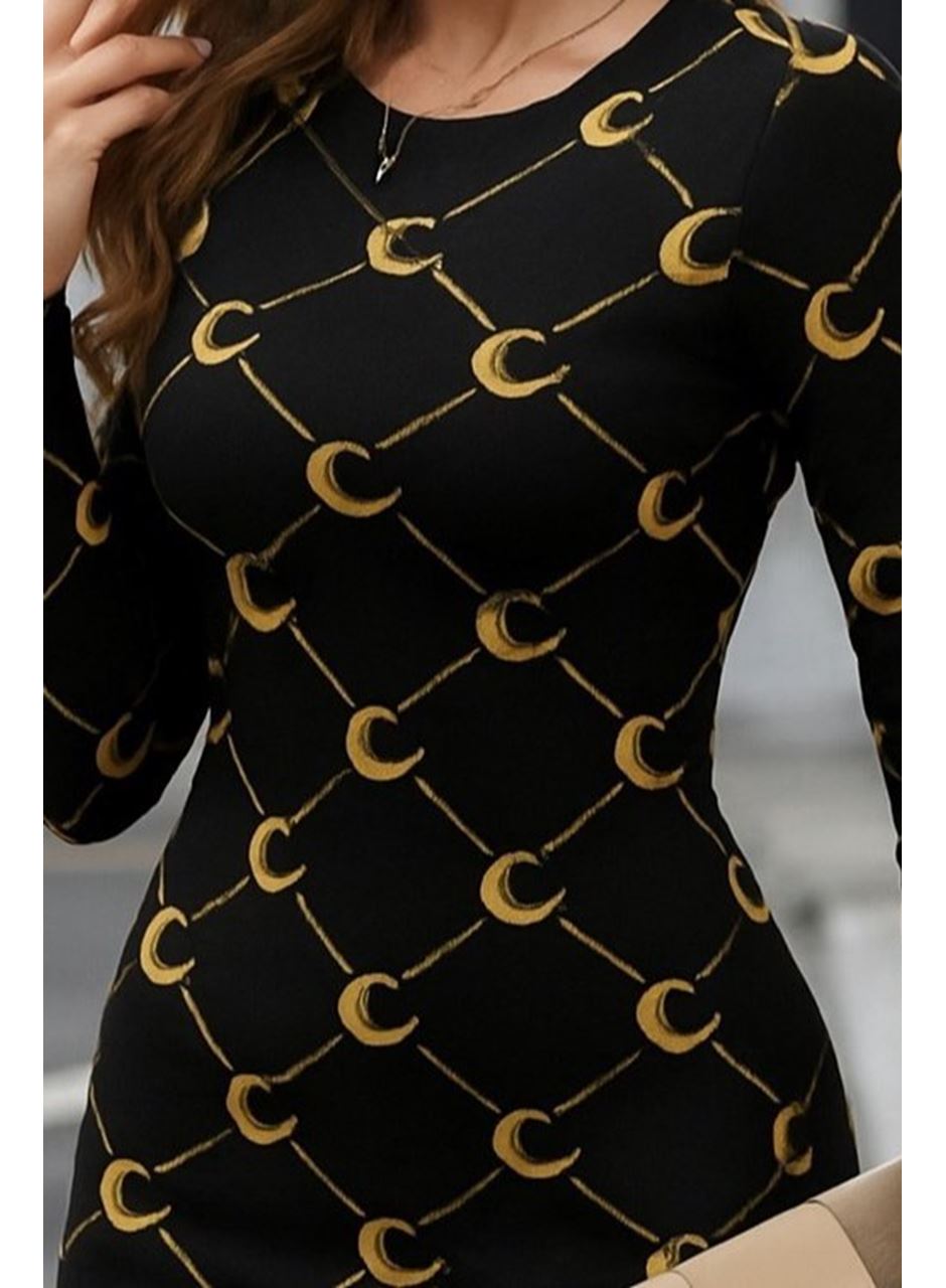 Kadın Bisiklet Yaka Uzun Kol Triko Mini Boy Elbise