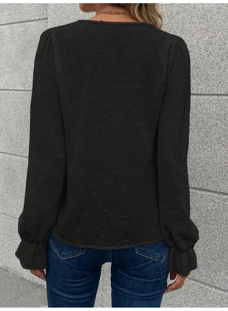 Kadın Uzun Kollu V Yakalı önden Düğmeli Bluz