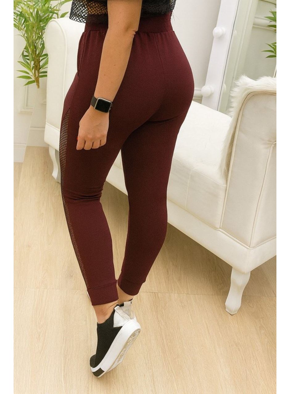 Kadın Yüksek Bel File Detaylı Dar Kesim Viskon Iki Iplik Pantolon