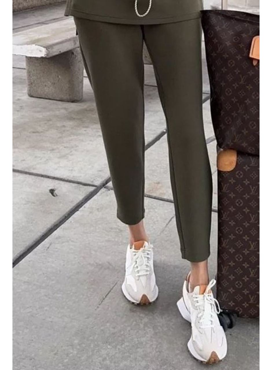 Kadın Uzun Kollu Balıkçı Yaka Belden Lastikli Modal Bluz Ve Pantolon Ikili Takım