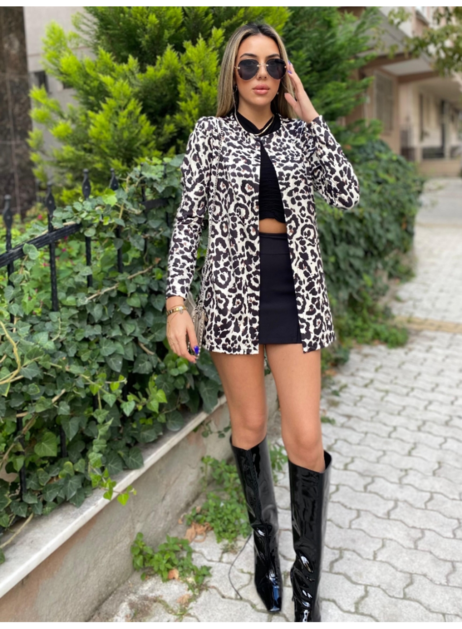 Kadın Uzun Kollu Alın Omuz önü Açık şardonlu Dalgıç Ceket