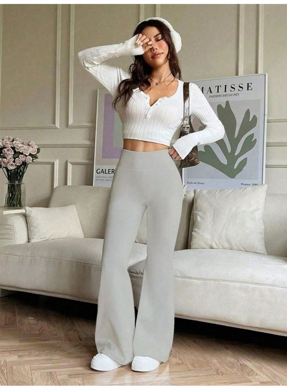 Kadın Yüksek Bel Ispanyol Paçalı Pantolon Tayt