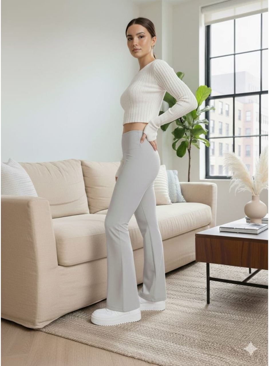 Kadın Yüksek Bel Ispanyol Paçalı Pantolon Tayt