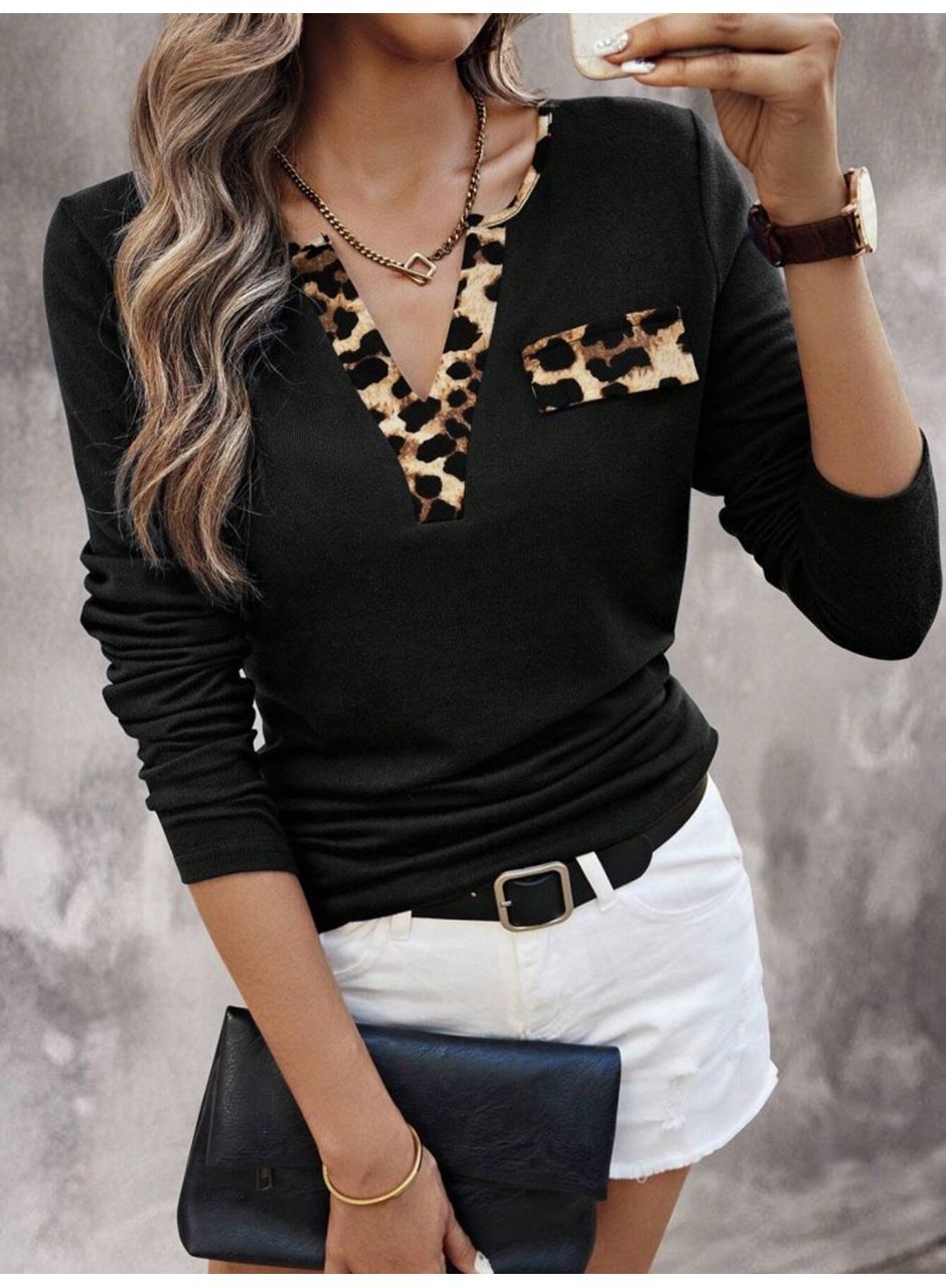 Kadın Uzun Kollu V Yakalı Kaşkorse Bluz