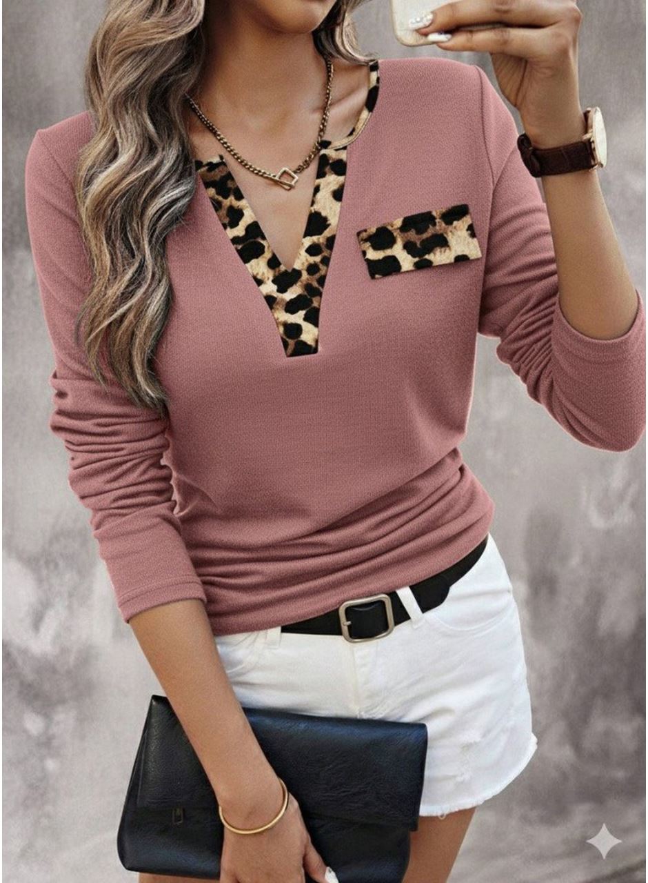 Kadın Uzun Kollu V Yakalı Kaşkorse Bluz