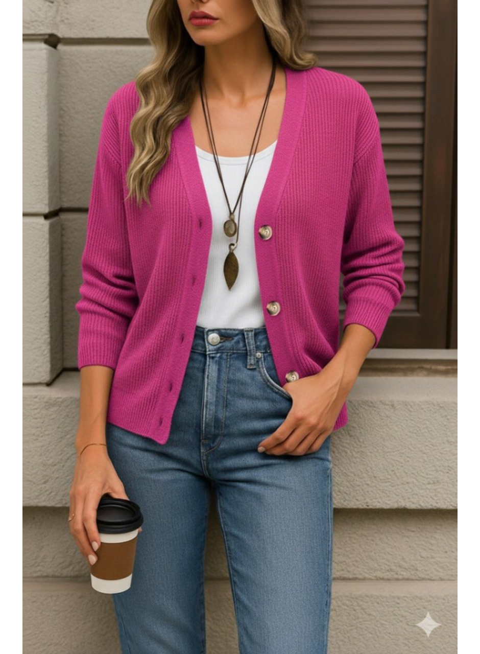 Kadın Uzun Kollu Düğme Detay Triko Bluz