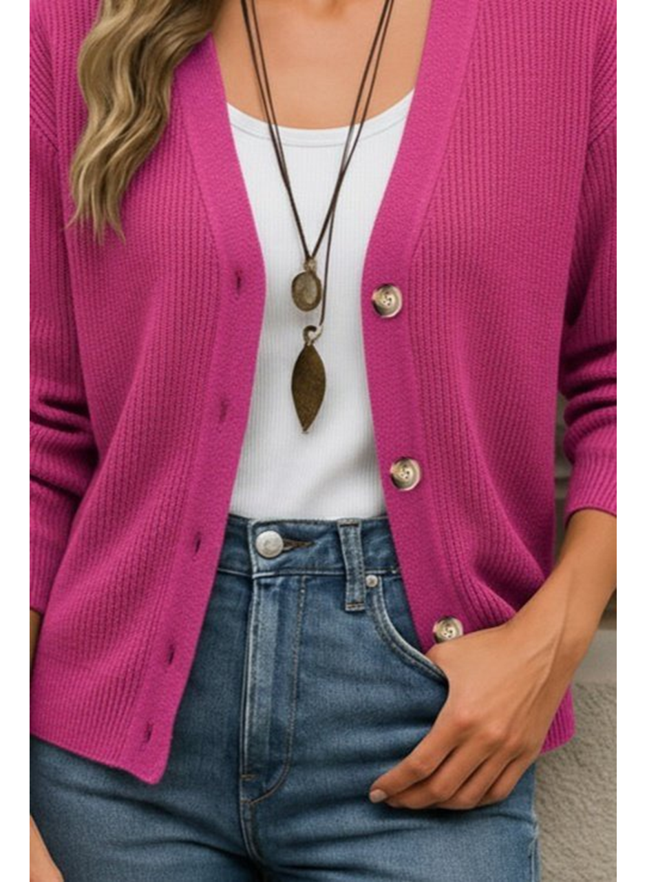 Kadın Uzun Kollu Düğme Detay Triko Bluz