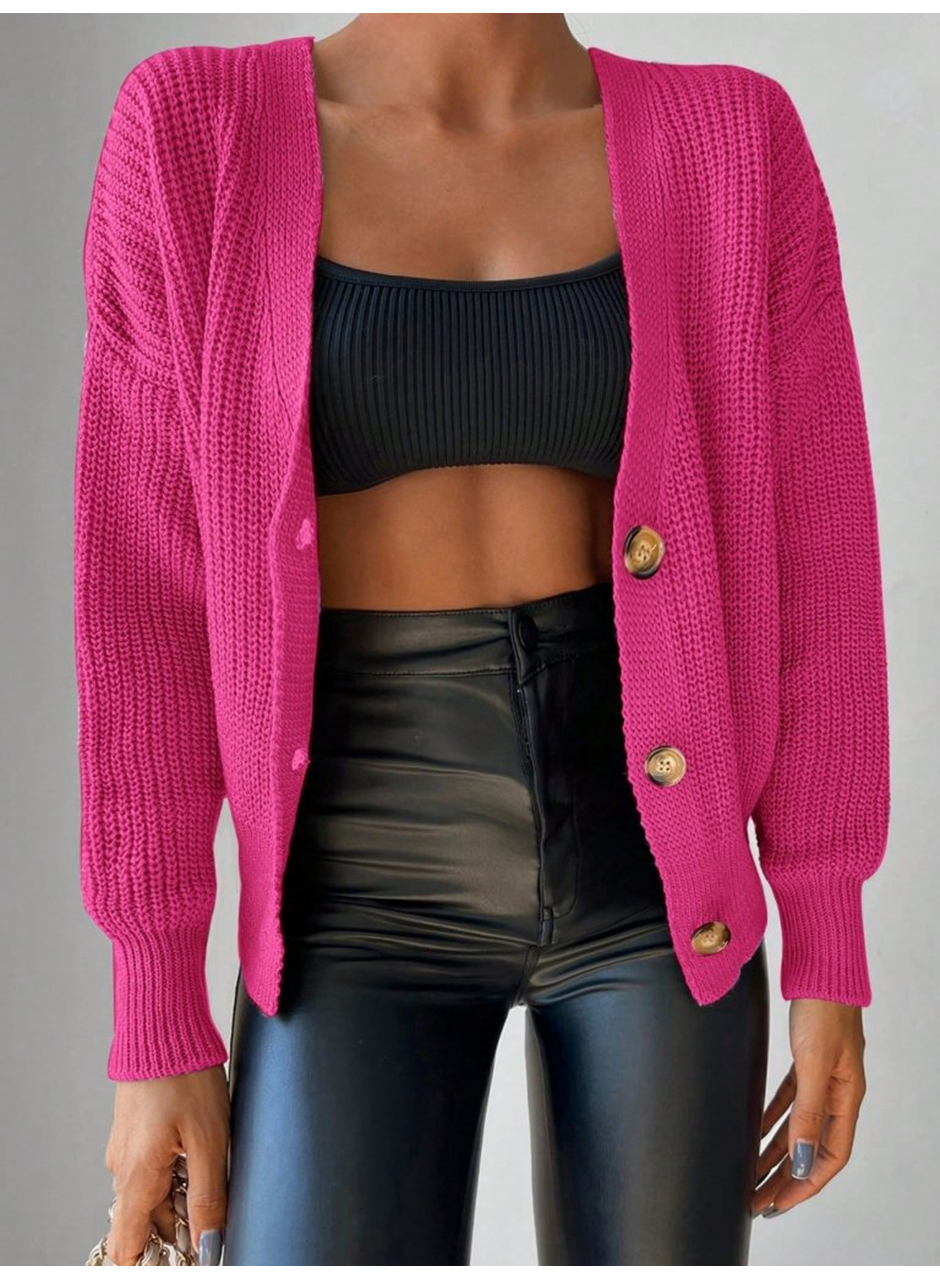 Kadın Uzun Kollu Düğme Detay Triko Bluz