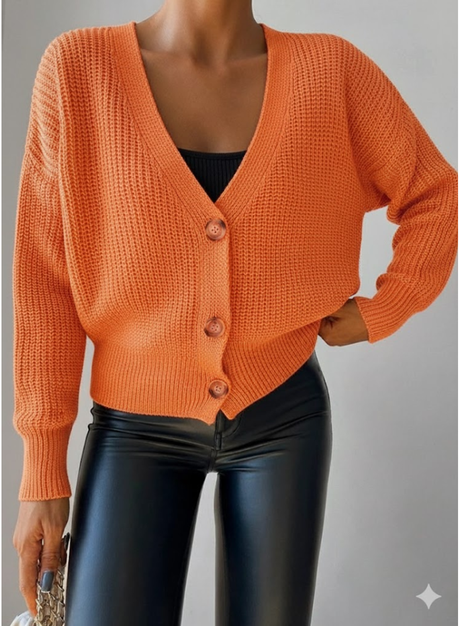 Kadın Uzun Kollu Düğme Detay Triko Bluz