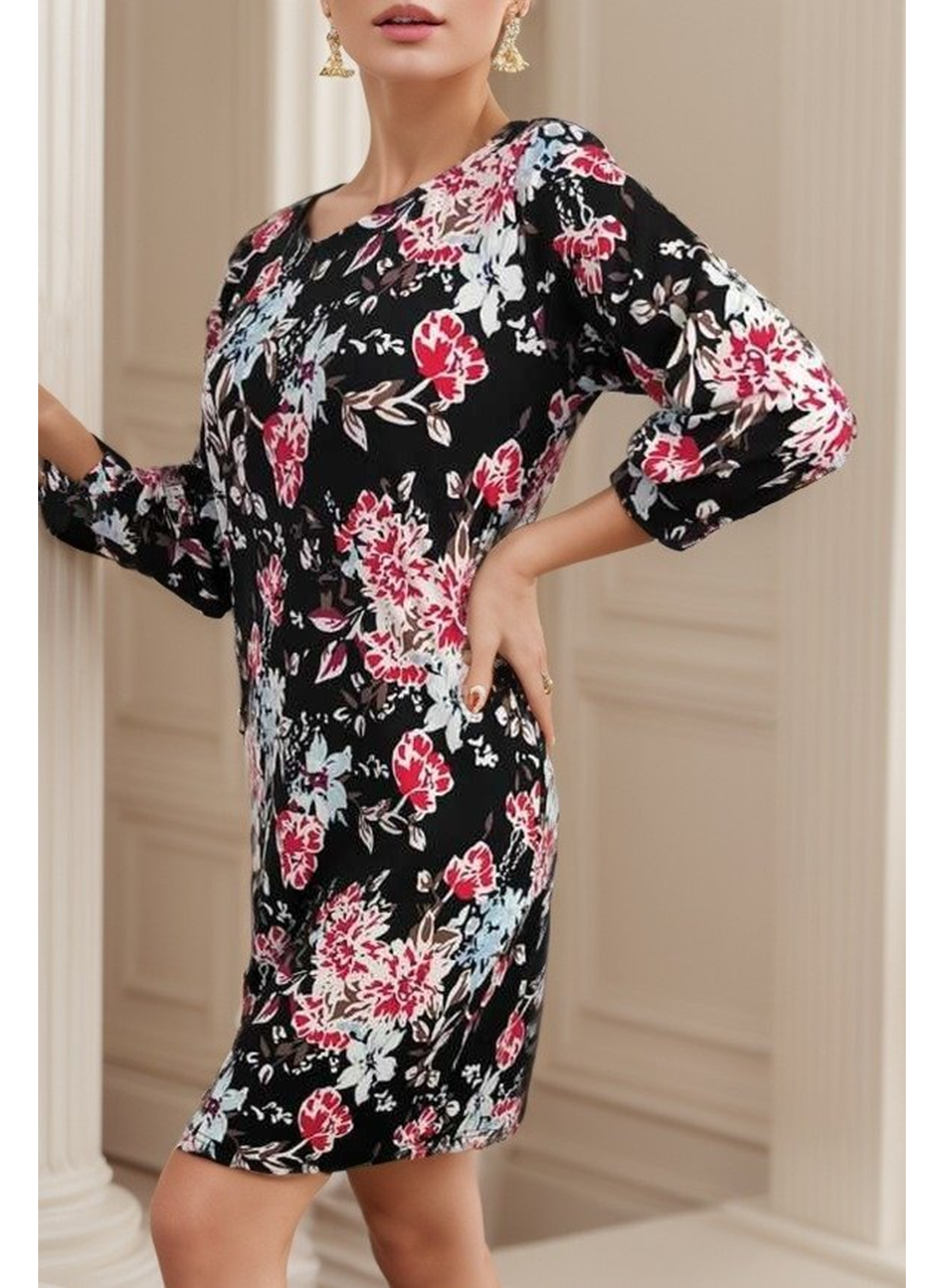 Kadın Uzun Kollu Bisiklet Yaka Dalgıç Mini Boy Elbise