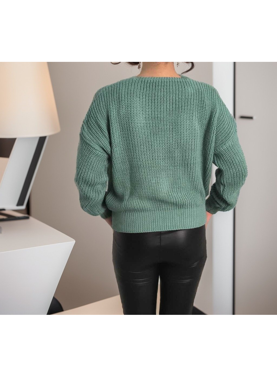 Kadın Uzun Kollu Düğme Detay Triko Bluz