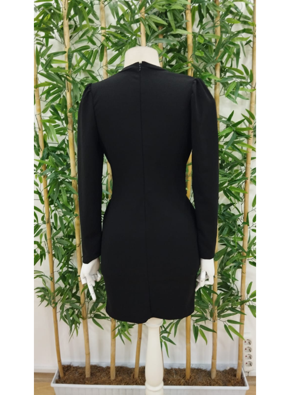 Kadın Uzun Kollu Bisiklet Yaka Bel Kemer Detay Ithal Krep Elbise