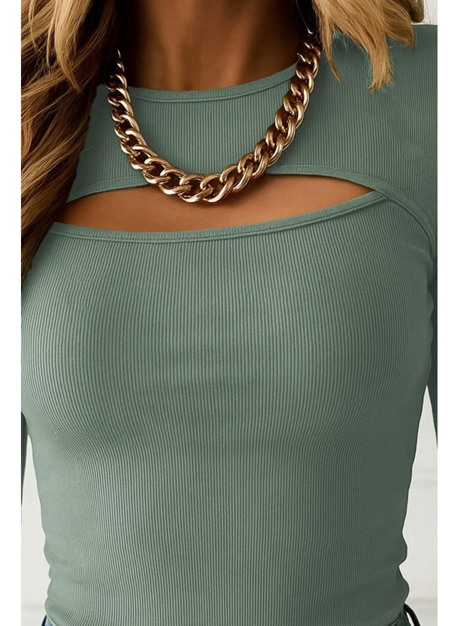 Kadın Uzun Kollu Pencere Detaylı Kaşkorse Bluz