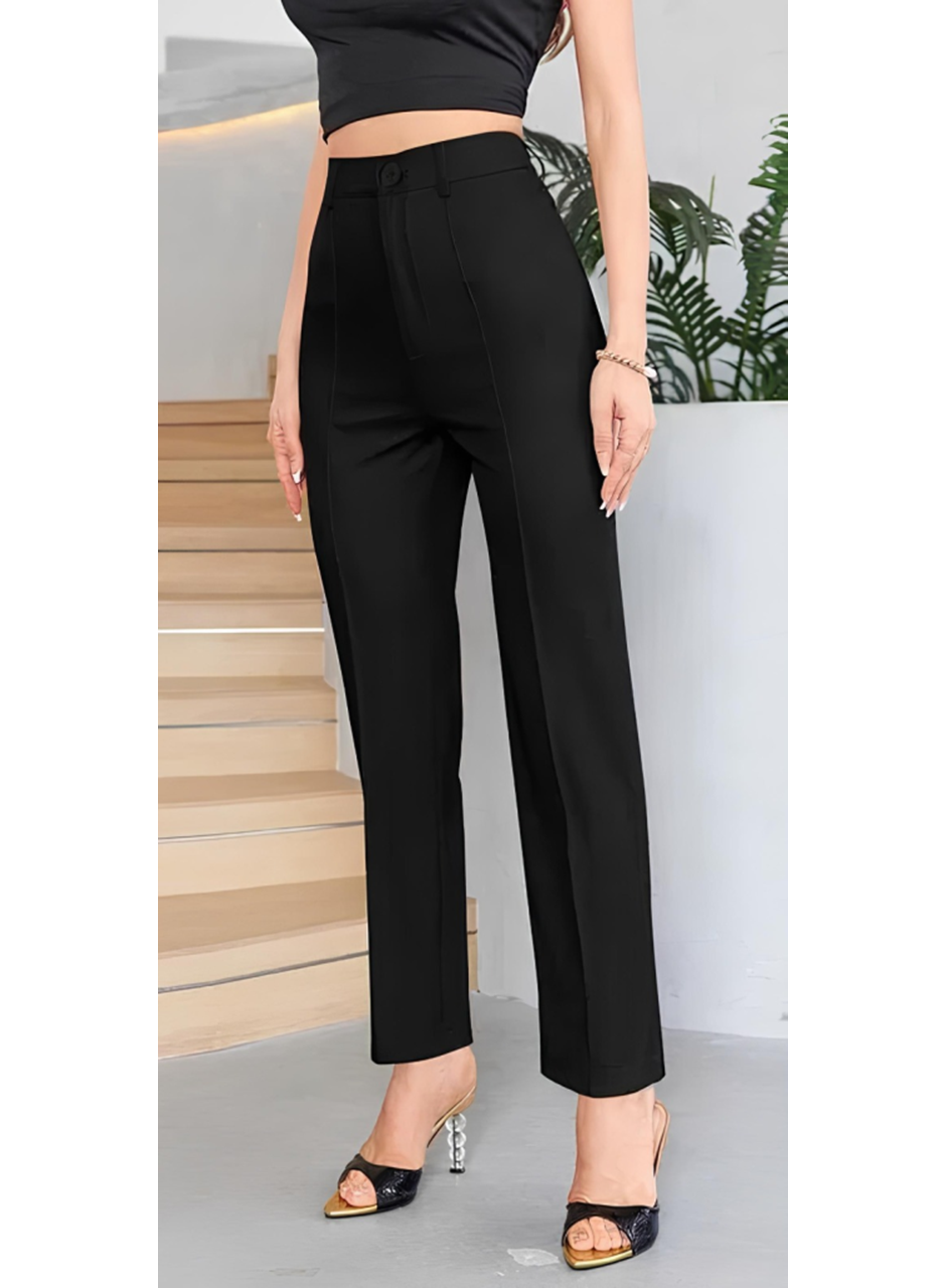 Kadın Yüksek Bel Cepli önden çimalı Dokuma çanta Pantolon