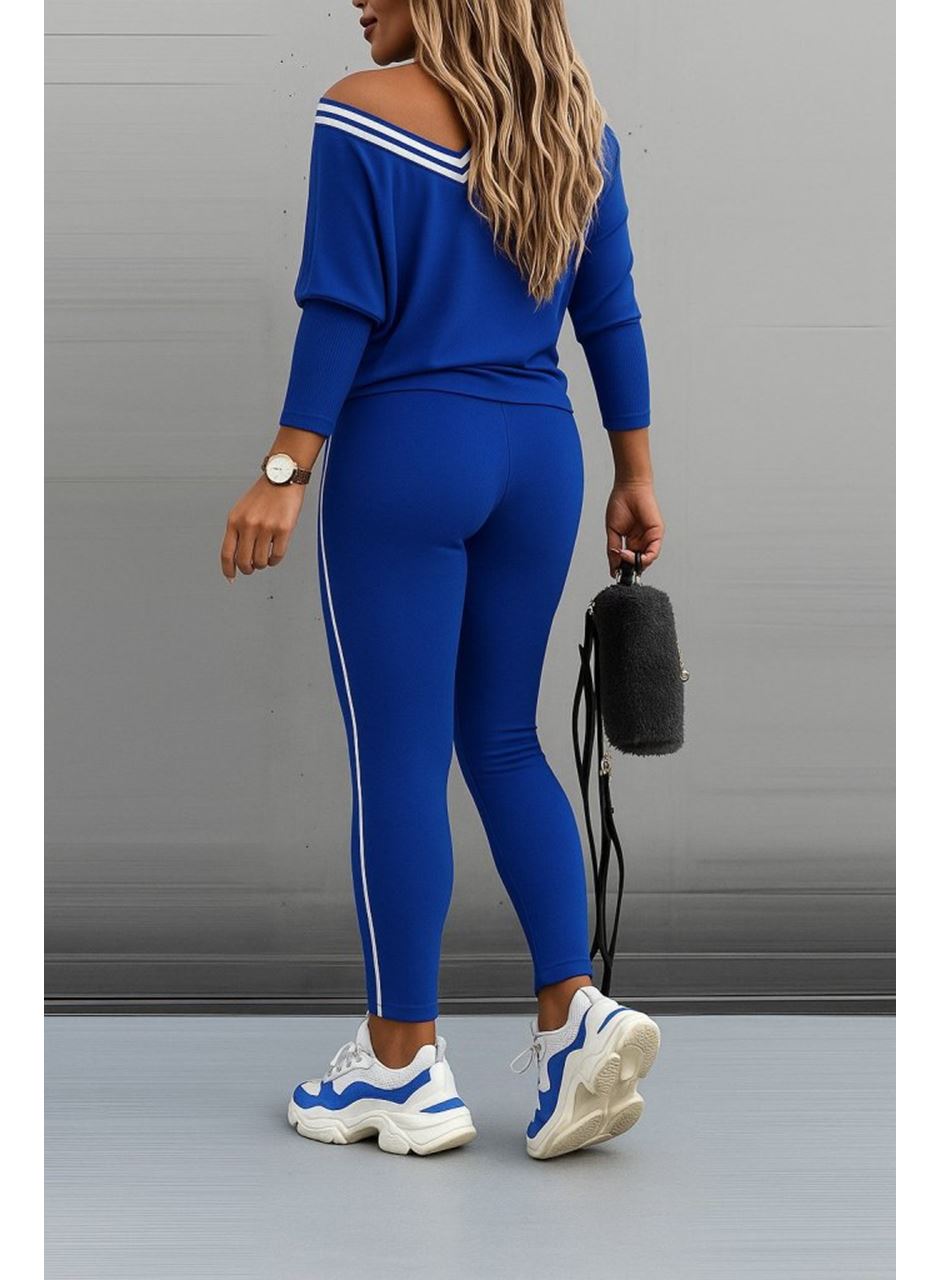 Kadın Uzun Kollu Tek Omuzu Açık Detaylı Viskon Iki Iplik Bluz Ve Pantolon Ikili Takım