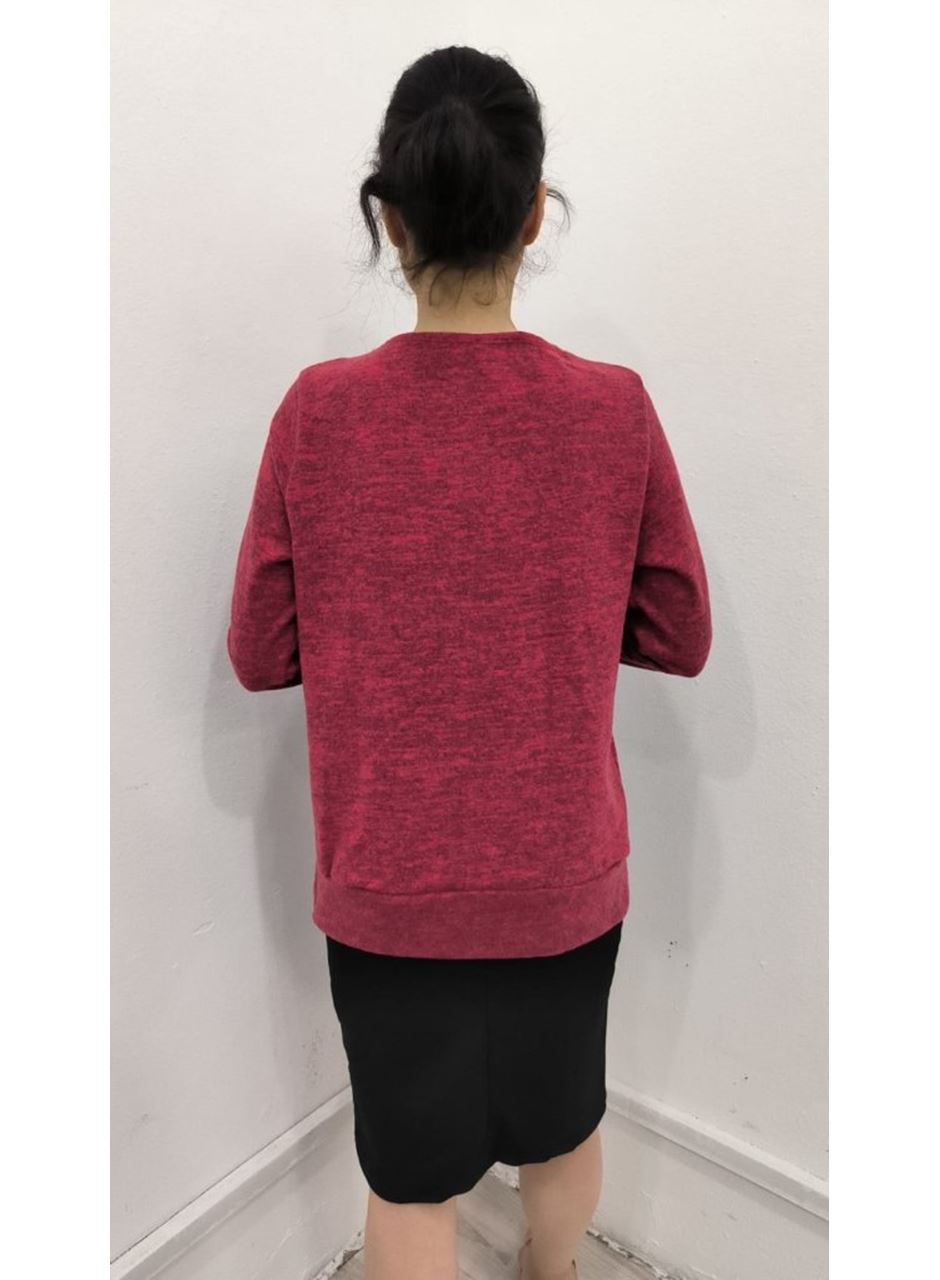 Kadın Uzun Kollu Kruvaze Yaka Kol Ve Etek Ucu Manşet Detay Yumoş Bluz