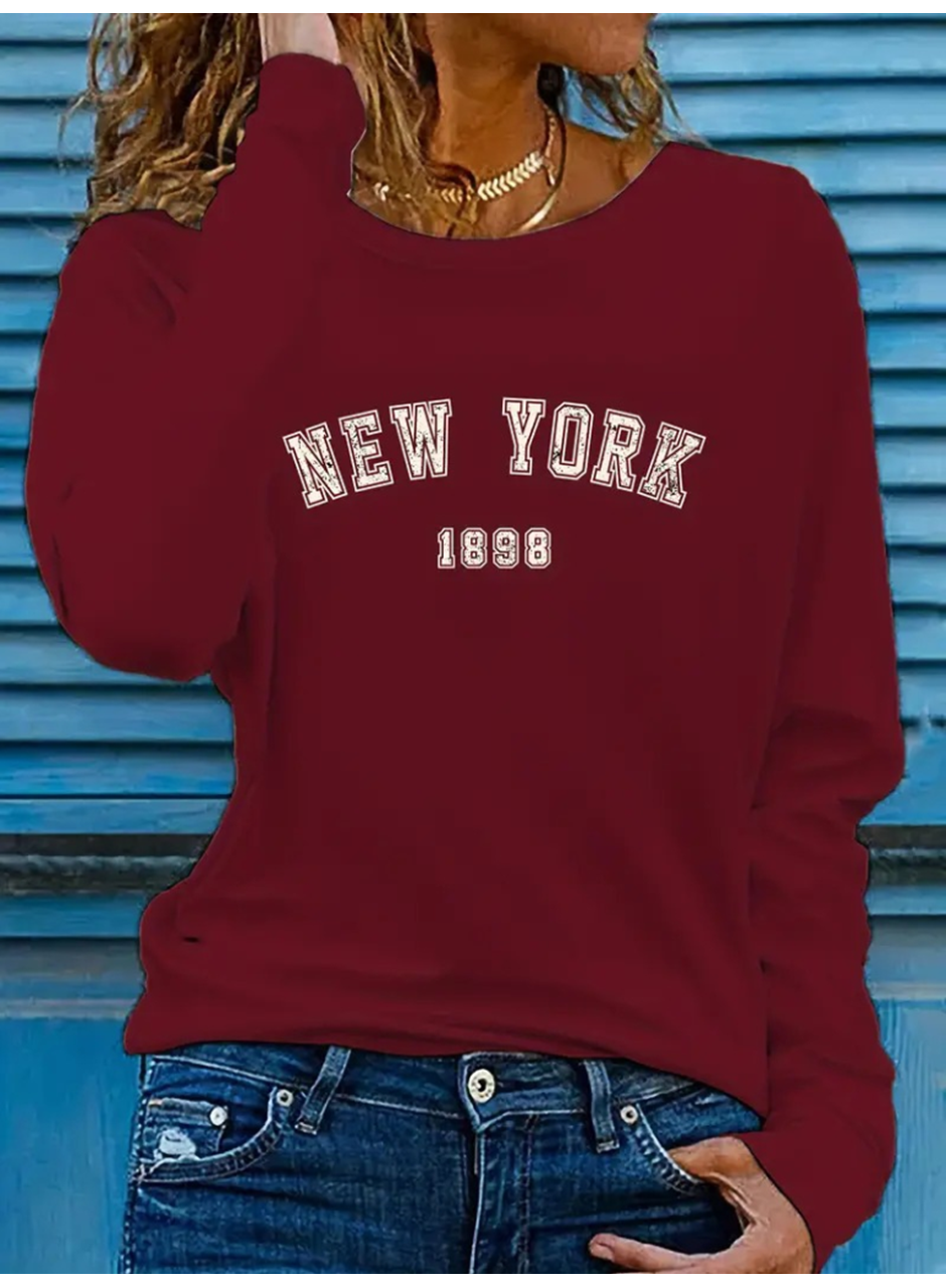 Kadın Uzun Kollu Bisiklet Yaka Yazı Baskılı Viskon Bluz