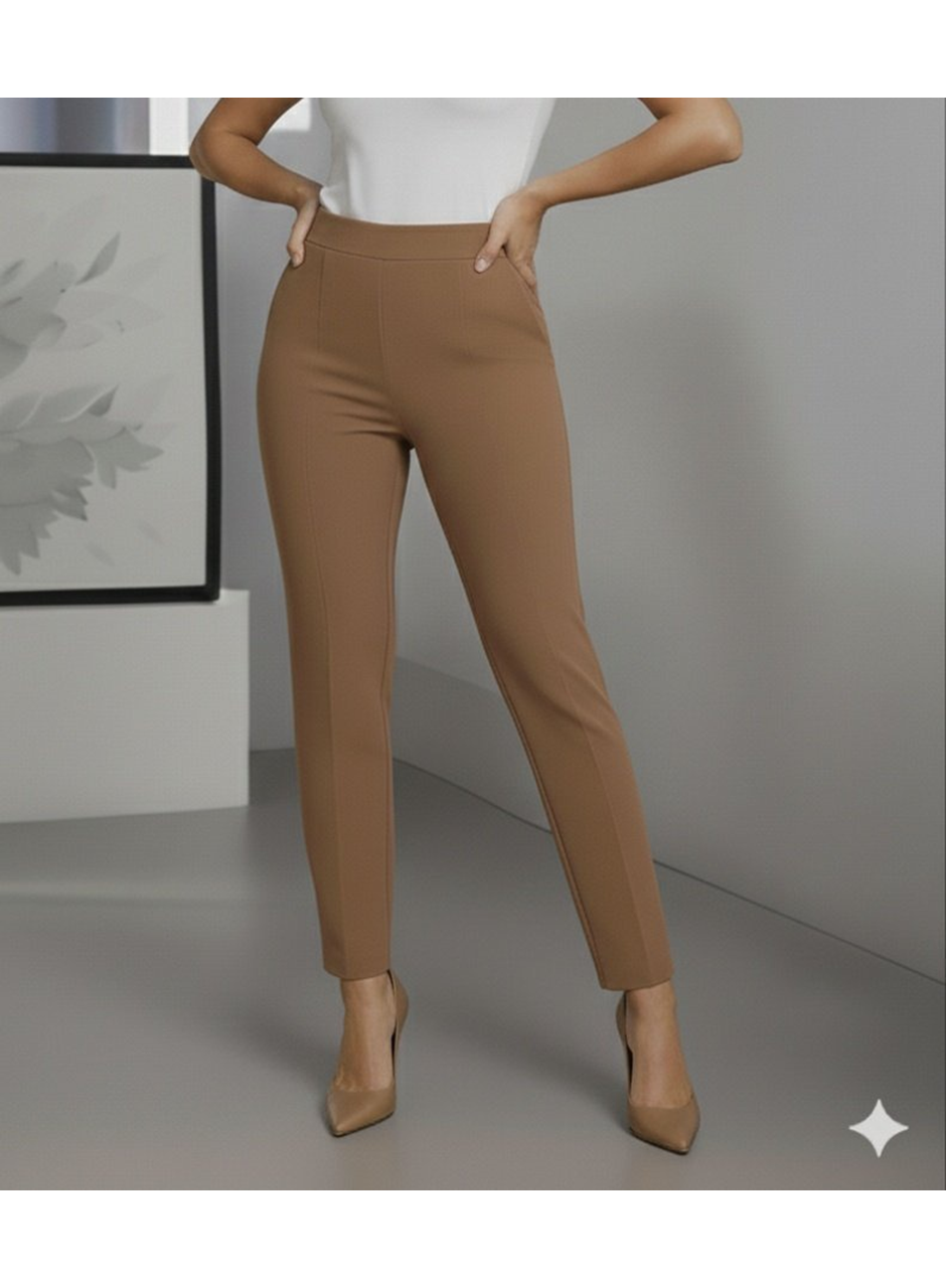 Kadın Yüksek Bel Ithal Krep Pantolon
