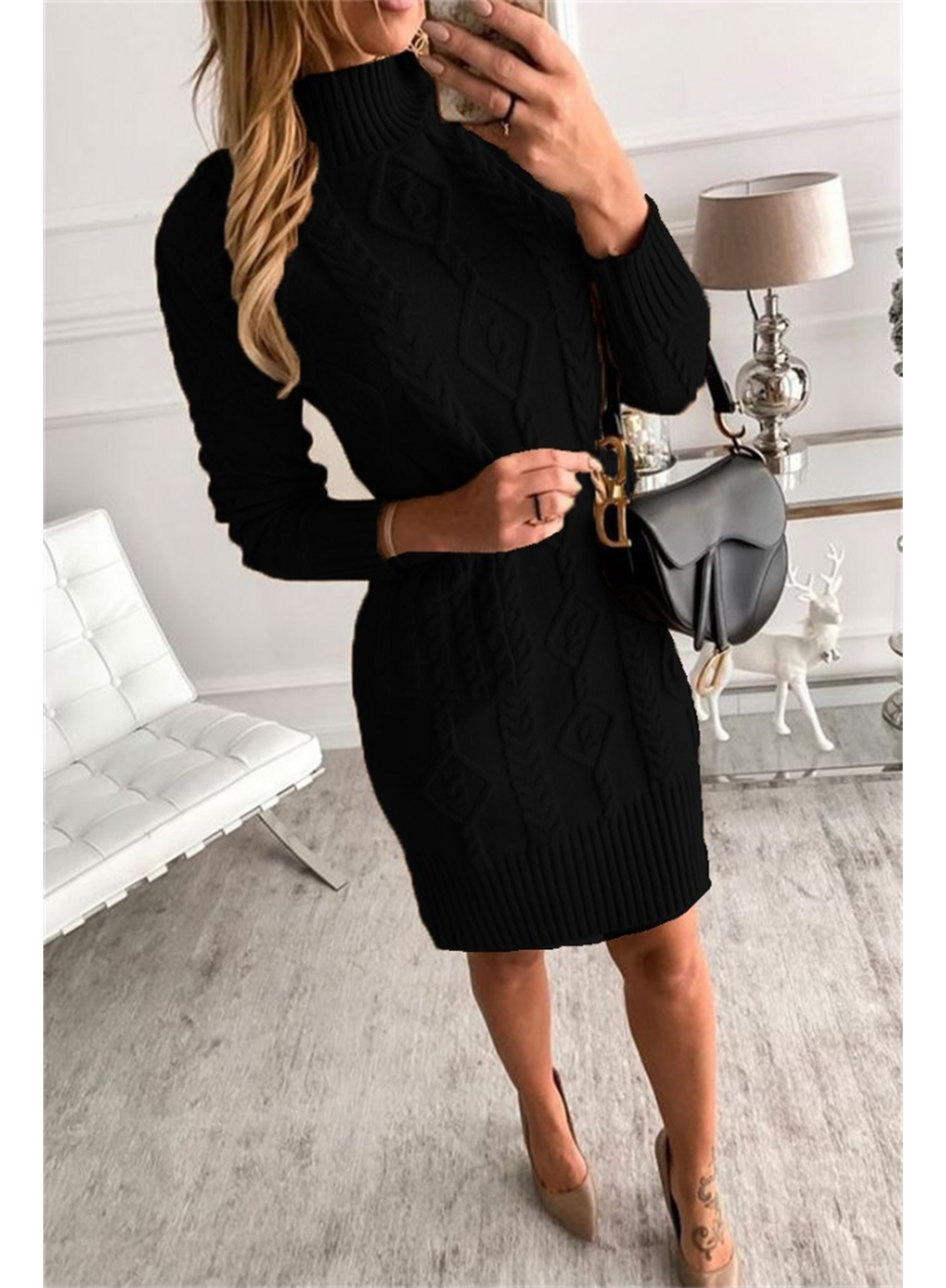 Loren Yünlü Motifli Midi Boy Triko Elbise